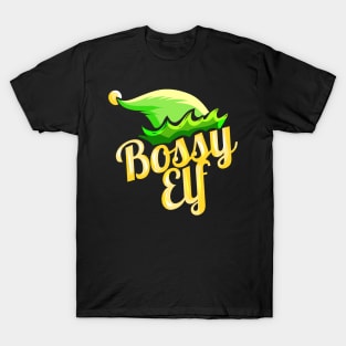 Bossy Elf Hat Family Outfit For Christmas T-Shirt